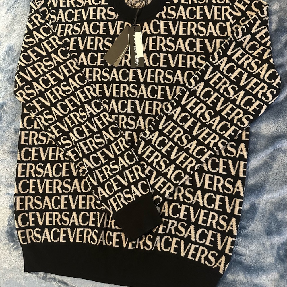 Versace Black and Cream Crewneck Sweater